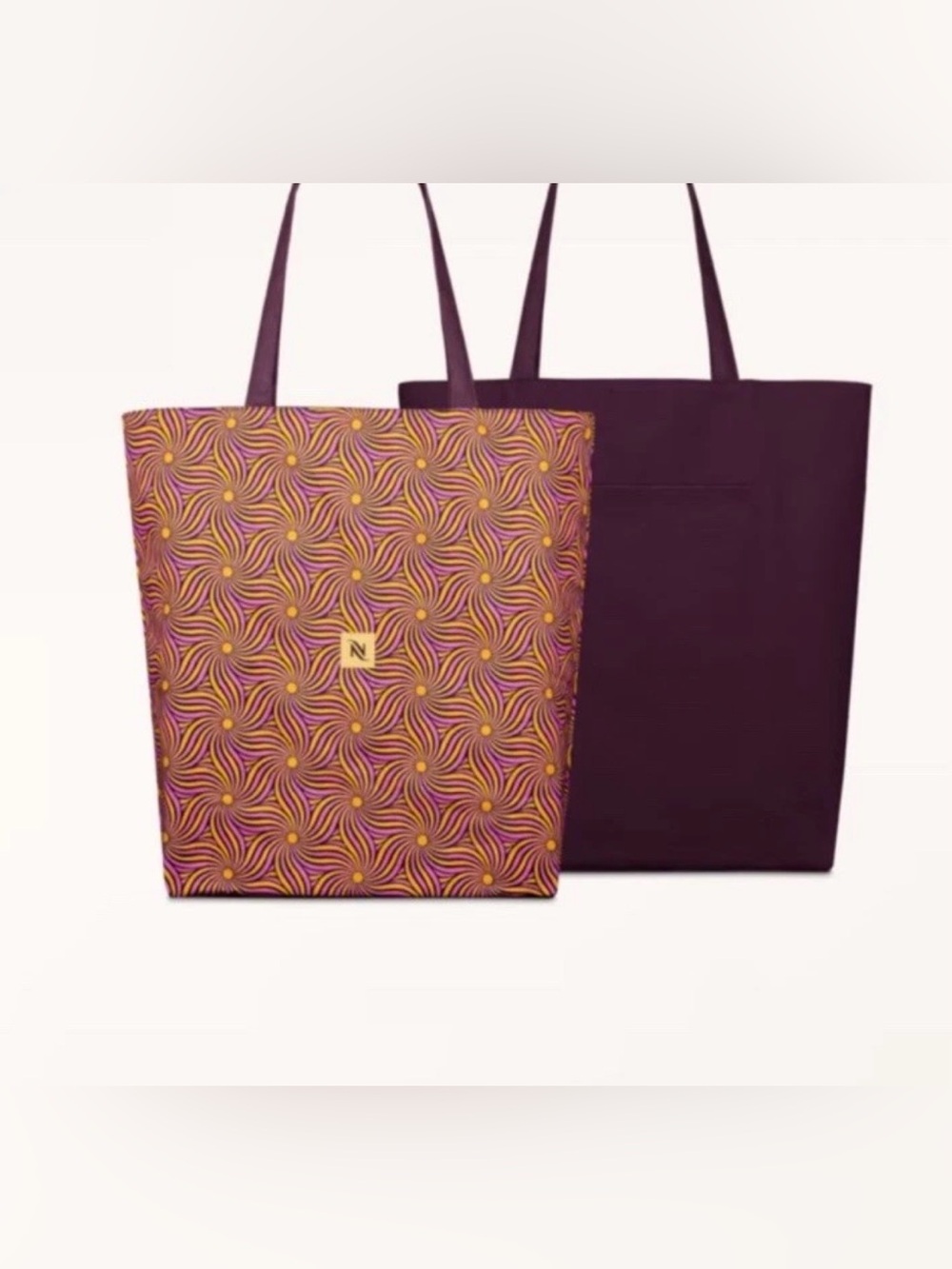 *NEW 2025 NESPRESSO Limited Edition Reversible Patterned Tote Bag Purple & Gold
